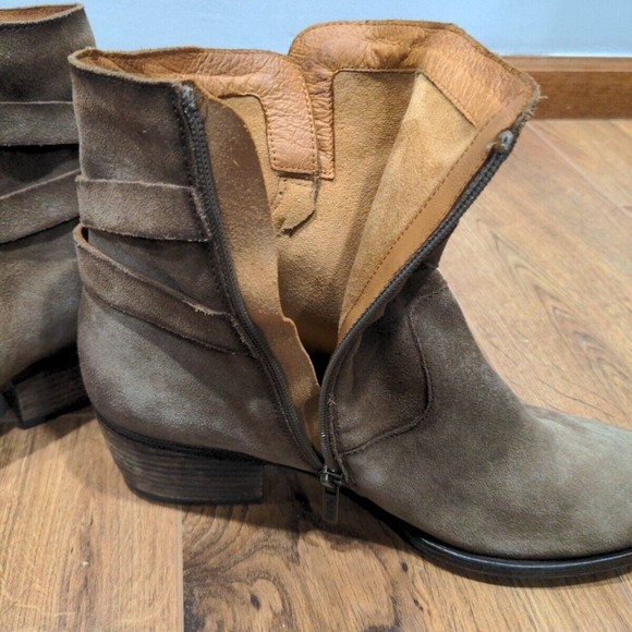 Pikolinos Women's Size 42 EU Ankle Buckle Booties Suede Leather Tan Slouchy Zip - Picture 6 of 13